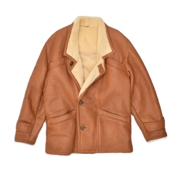 SALE ! Vintage Tan/Cream 💯Shearling Lambskin Jacket - Picture 1 of 3